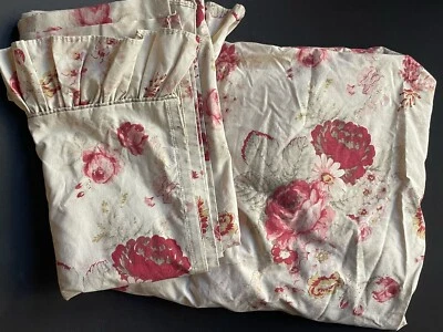 RARO ~ Waverly SÁBANA PLANA Y AJUSTABLE DOBLE NORFOLK Rose Country Garden Flor FLORAL Foto 1 de 4