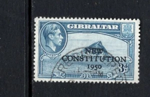 Gibraltar 1950 3p NEW CONSTITUTION OVERPRINT VFU SC 125 SG 141 - Bild 1 von 1