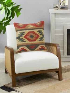 Handmade Jute Throw Kilim Cushion Cover Vintage Aztec Pillow Case 18" Oushak Rug - Picture 1 of 3