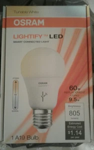 New OSRAM LED Bulb Dimmable LIGHTIFY A19 Tunable White 60w WIFI smart bulb - Picture 1 of 2