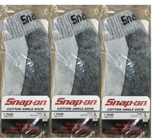 3 PAIRS Men's GRAY Snap-On Ankle Socks LARGE *FREE SHIPPING* MADE IN USA *NEW* - Picture 1 of 3