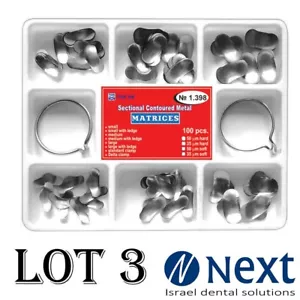 LOTx3 Kit Dental de Matrices Seccionales Contorneadas 100 piezas con 2 Anillos 35um Duro - Imagen 1 de 3