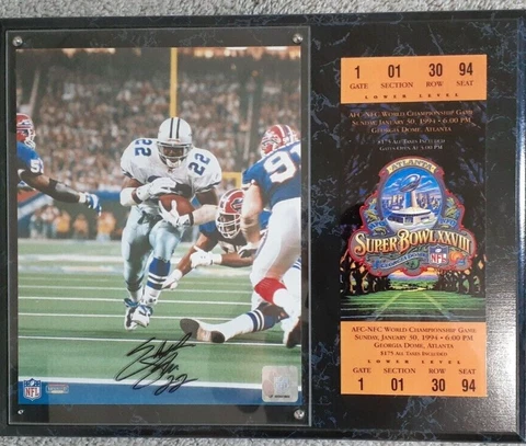 Vintage Dallas Cowboys Emmitt Smith #22 Wall Plaque Superbowl Signed - USED Cover