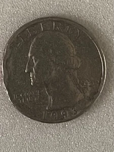 1993-P - Cuarto Washington, planchet recortado, grieta. - Imagen 1 de 5