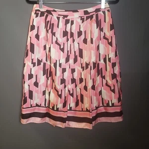 INC INTERNATIONAL CONCEPTS Skirt Womens 10 Pink 100% Silk Pleated Knee Length - Picture 1 of 9