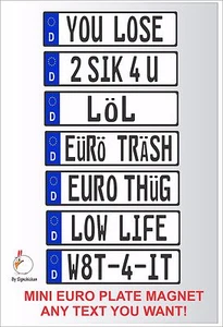 ETIQUETA EURO ESTILO BMW, matrícula europea, CASILLERO O IMÁN REFRIGERADOR  - Imagen 1 de 1
