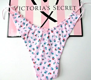 VICTORIA'S SECRET ROSA collant perizoma cotone arricciato cravatta laterale S M L XL 2XL sexy VS - Foto 1 di 6