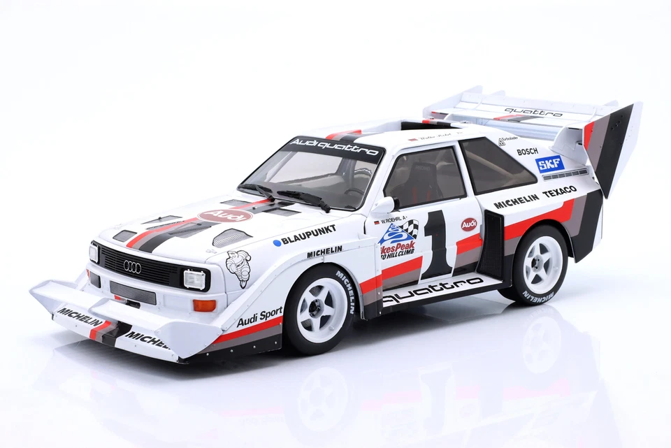 1:18 Audi Sport Quattro S1 E2 No.1 Walter Rohrl Winner 1987 Pikes Peak Rally ... - Bild 1 von 1