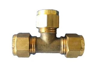 Brass Compression Joint Wade Universal Unequal Tee 5/16 - 5/16" +1/4" - Picture 1 of 1