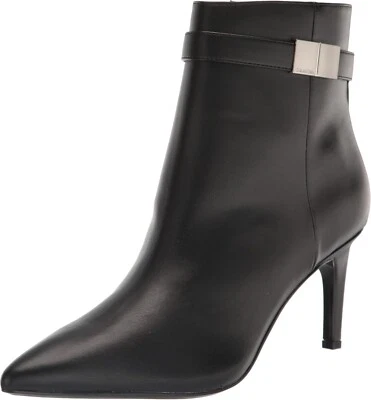 Calvin Klein Sarity Womens Pointed Toe Booties Black Faux Leather - Image 1 of 4