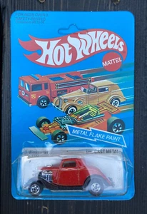 1982 Mattel Hot Wheels 3-Window '34 Hot Rod Red w/t Flames No. 1132 NOS - Picture 1 of 3