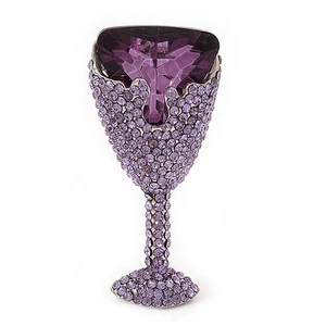 Spilla 'Vetro di Champagne' Cristallo Swarovski Viola/Lavanda in Rodiato - Foto 1 di 6