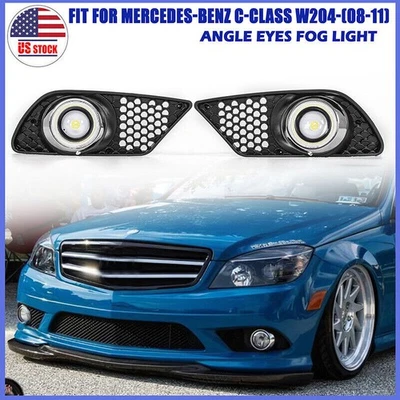 LED Bumper Fog Lights w/ Cover Angel Eye  Mercedes Benz C230 C300 C350 W204 — 第 1/4 张图片