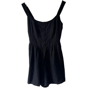 Abercrombie and Fitch Romper Women Small Black Linen One Piece Sleeveless Shorts - Picture 1 of 14