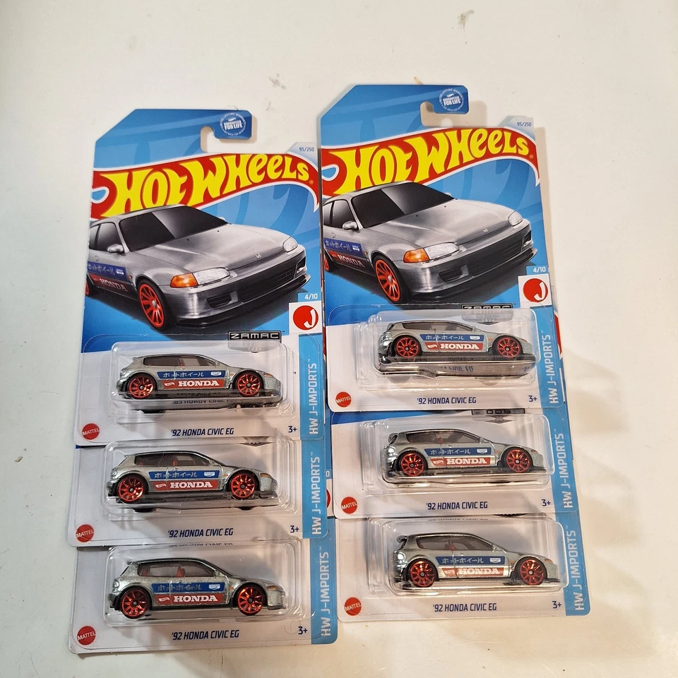 Hot Wheels 92 Honda Civic Eg Zamac 6 carros exclusivo Walmart  - Imagem 1 de 4