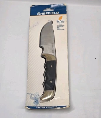 Sheffield Big Pakka Fixed Blade Knife W/Leather Sheath 4.5" Stainless Steel Bla. - Image 1 of 4
