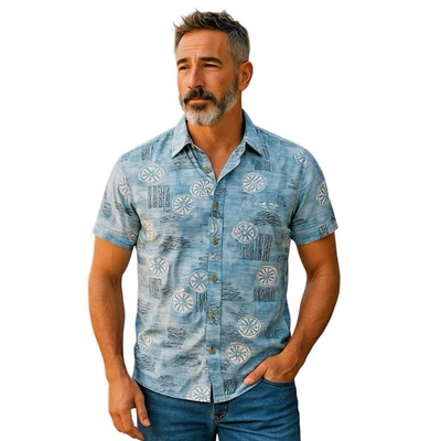 Avanti Men's Shirt Size XLarge Blue Floral Short Sleeve Classic Casual Dress - Image 1 of 4