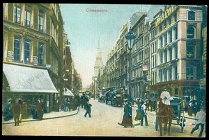 STREET SCENE, CHEAPSIDE, U.K. POSTCARD - Picture 1 of 1