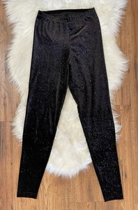 American Apparel Cali Sun & Fun, Black Purple Stardust leggings SZ L, Y2K Sleaze - Picture 1 of 8