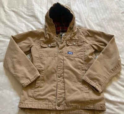 WALLS Tough Wear Tan Snap Flannel Lined Hooded Coat Jacket Boys/Kids/Youth 12/14 - Image 1 of 4