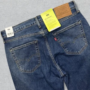 Jeans Levi's 514 Premium Denim Uomo 34x34 Blu Invecchiato Dritto Big E NUOVO - Foto 1 di 16