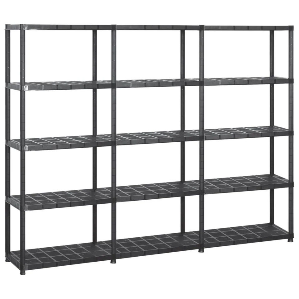 Storage Shelf 5-Tier Black Plastic Rack Display Organiser Multi Sizes vidaXL - image 1 of 1