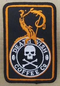 Death Wish Kaffeekessel gealterter Kürbis Halloween Aufnäher ~ 4" x 2 5/8" Becher Swag - Bild 1 von 2