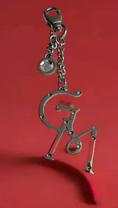 G M Rhinestone Keychain Crystal Cursive Initials Keyring Purse Charm Clip Gift - Picture 1 of 3