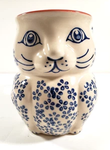 Yokohama Studio Hand Painted Cat Mug 3D Embossed Ceramic Pottery Miyabi Tea Cup - Picture 1 of 6