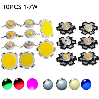 10 Stück 1W 3W 5W 7W Full Watt High Power LED Lampe Dioden LEDs Chip Beads - Bild 1 von 4