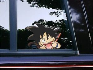 Silly Goku Peeking Bumper Window Vinyl Car Decals Anime Dragon Ball Z Stickers - Picture 1 of 5