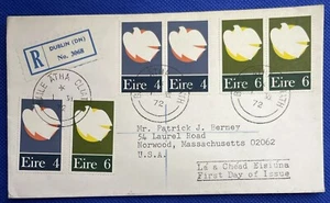 First Day of Issue 1972 Ireland Cover Registered Mail to Massachusetts You Grade - Picture 1 of 15