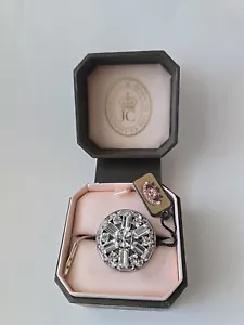 Juicy Couture Ring silberfarben verstellbar Strass Größe 6 + NEU mit Etikett - Bild 1 von 7