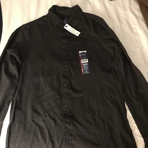 George superweiches Herren Strickhemd mit Knopfleiste Langarm NEU blk, grau gestreift S - Bild 1 von 5