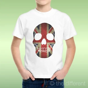 Children Boy T-Shirt Skull Flag Great Britain UK Gift Idea - Picture 1 of 1