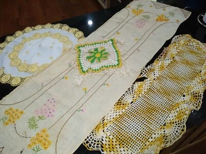 lote de tapetes textiles lino vintage lote - Imagen 1 de 6