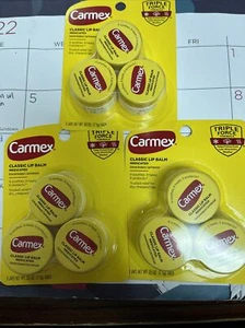 3 Pack Carmex Classic Medicated Lip Balm - 9 Jars Total - Lot Of 3 Packs - Picture 1 of 3