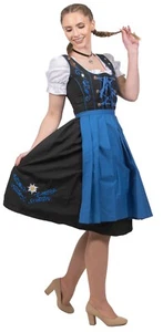 XS S M L XL 2XL German Dirndl Oktoberfest Dress EMBROIDERED Long Blue Waitress - Picture 1 of 5