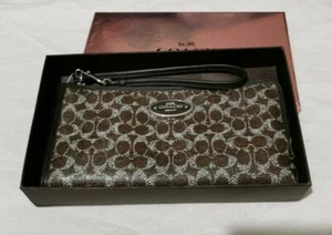 Cartera Muñequera COACH Signature L de Lona Recubierta Cremallera Marrón 52462B Nueva en Caja - Imagen 1 de 4
