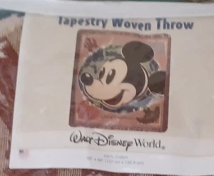 Disney Freizeitpark Mickey Mouse Gewebt Überwurf Gobelin Decke Neu aus altem Lagerbestand - Bild 1 von 4
