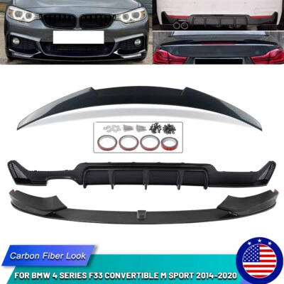 Body Kits For BMW 4 Series F33 M Sport 2014-2020 Front Lip Spoiler Diffuser 3PCS Foto 1 de 4