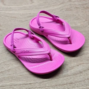 Crocs Little Kids Girls Classic Flip K Sandals Pink Size C8 EU 24-25 - Picture 1 of 9