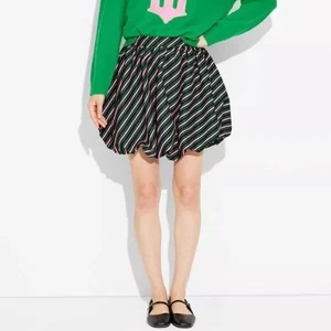 Wicked x Target Paul Tazewell Striped Bubble Mini Skirt Green Black Pink Women S - Picture 1 of 8