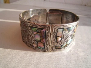 Vintage. MEXIKO MOPP & STERLINGSILBER PANEL ARMBAND PLATA 92 THUNDERBIRD PUNZE - Bild 1 von 15