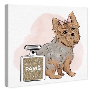 Oliver Gal Yorkie Fashion Statement Wall Art Canvas Print 20"x20" - Picture 1 of 5