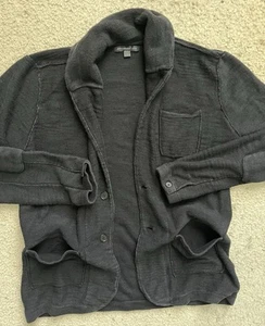 Jon Varvatos Mens L Button Front Cardigan Cotton Linen Sweater Light Jacket - Picture 1 of 15