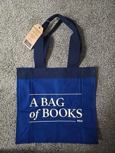 Borsa tote Barnes & Noble blu: tasche interne, 100% cotone biologico, nuova - Foto 1 di 4