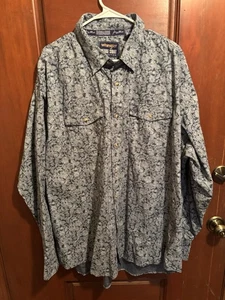 EUC Wrangler XXL/2XL George Strait Troubadour Pearl Snap blau Paisley Hemd - Bild 1 von 8