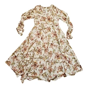 H&M Cream Bohemian Floral Oversized Long Sleeve Women's Dress Size 12 - Picture 1 of 10