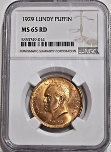 Lundy - 1929 1 Puffin in NGC MS 65 RD - Picture 1 of 2